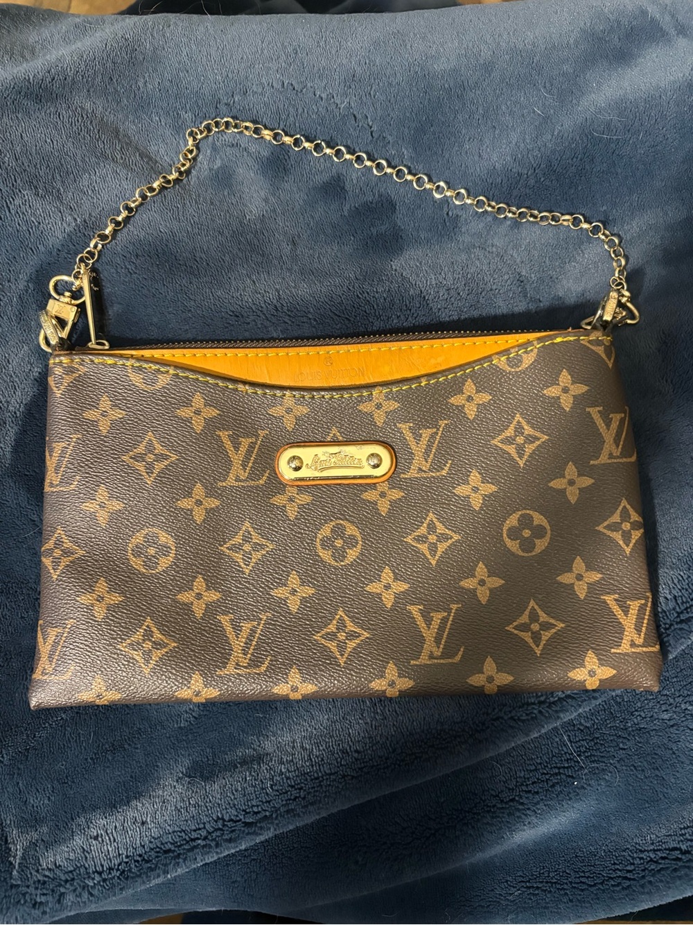 Designer Monogram Wristlet Pouch in Brown and Yellow